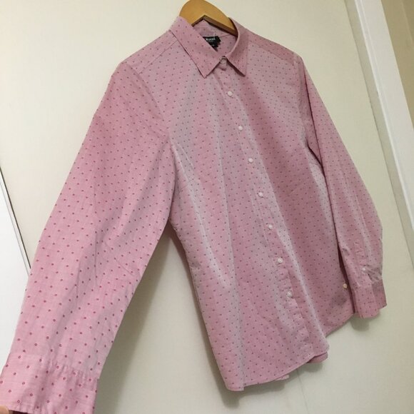 Olsen Europe Micro Polka Dot Cotton Blend Dress Shirt - Picture 3 of 16